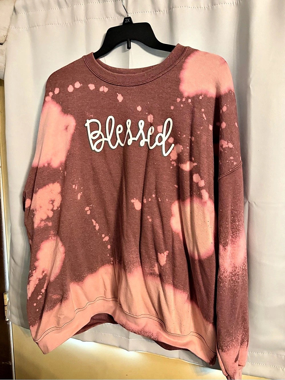 Pink & burgundy Bleached blessed Sweatshirt